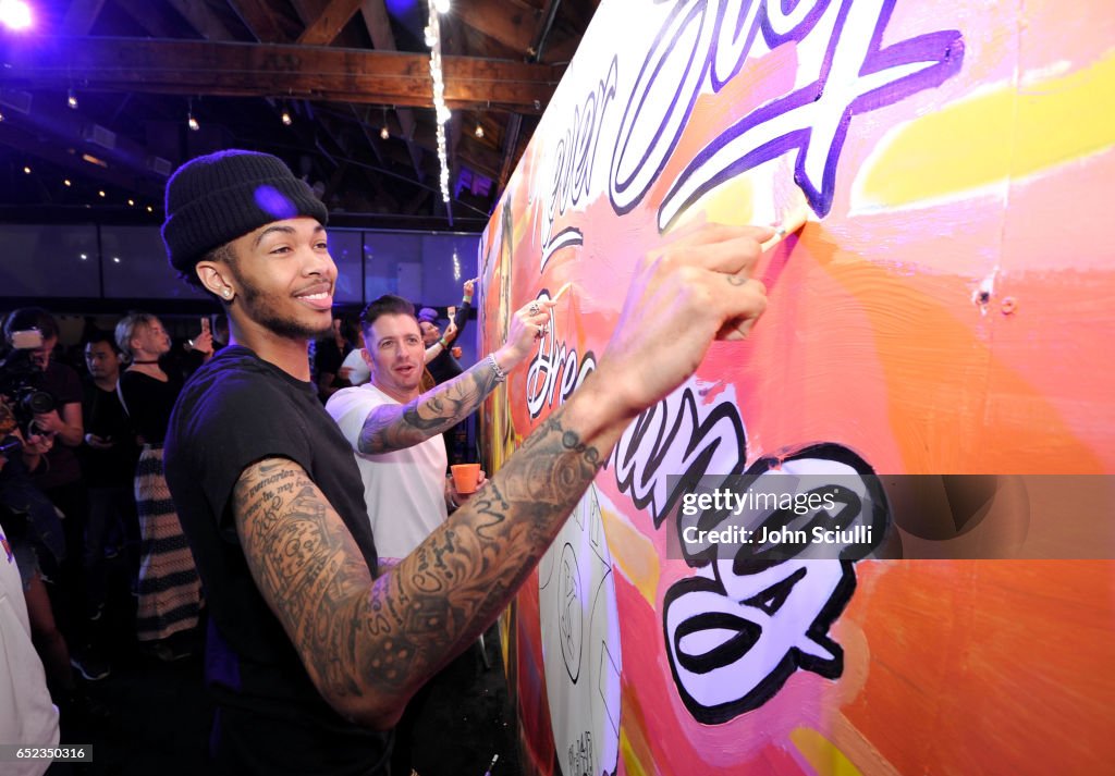 Los Angeles Lakers' Brandon Ingram Teams Up With Iconic Street Artist Jonas Never To Create Billboard Display With Fans At Delta's First "Beyond The Court Event"