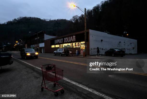 Evening in Northfork, WV on February 11, 2017. The town has been in economic decline for decades and the Family Dollar store -- one of a handful of...