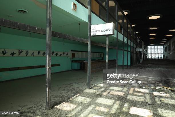 The former main terminal at Nicosia International Airport stands decaying inside the buffer zone on the southern, Greek side of the divided city on...