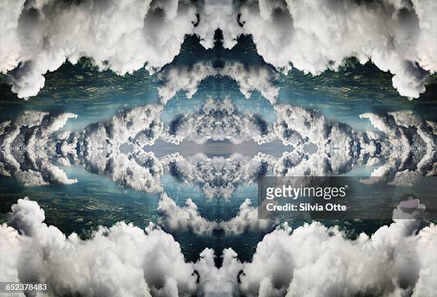 surreal rorschach collage of dramatic clouds - virtualitytrend stockfoto's en -beelden