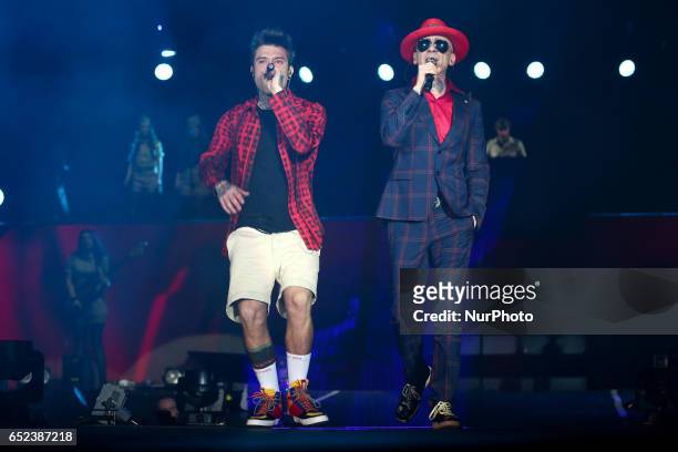 Italian rapper Fedez and J.Ax opened their resounding &quot;Comunisti col rolex tour&quot; with an expected sold out at Pala Alpitour of Turin,...