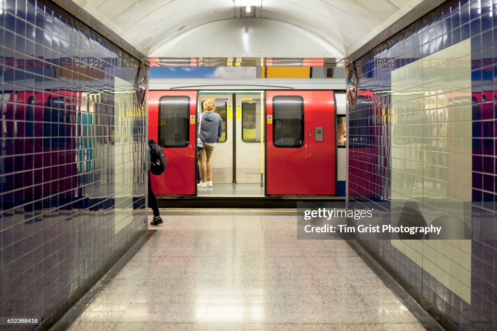 Tube Train at a Station, London