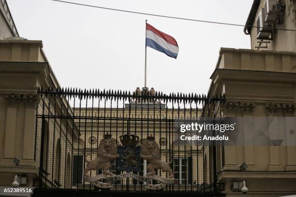 View off the Dutch consulate as protests continue, and policemen sealed off the entrances and exits of roads to Dutch consulate due to security...