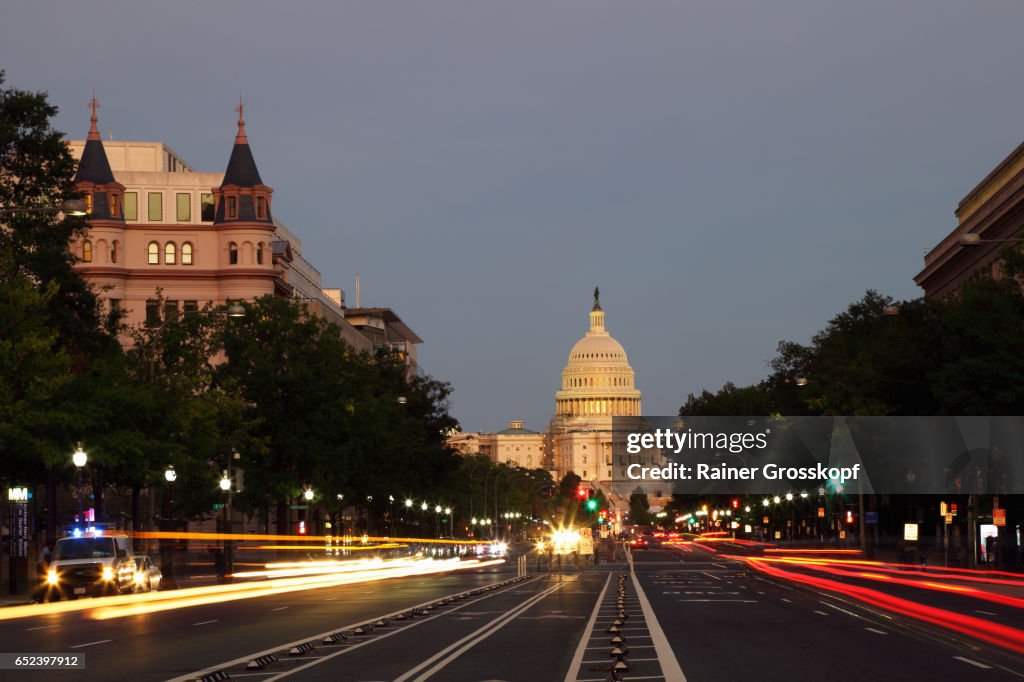 Pennsylvania Avenue and State Capitol at dawn
