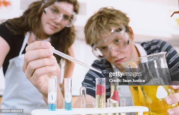 two students in lab - science lab school stock-fotos und bilder