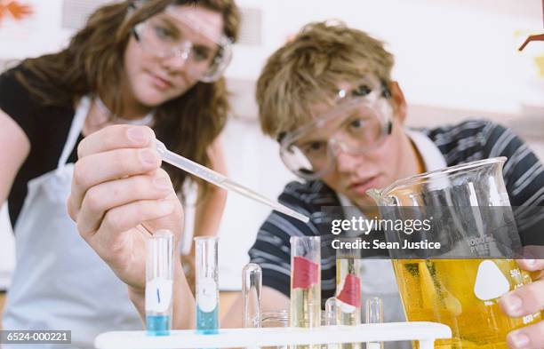 two students in lab - chemistry student stock pictures, royalty-free photos & images