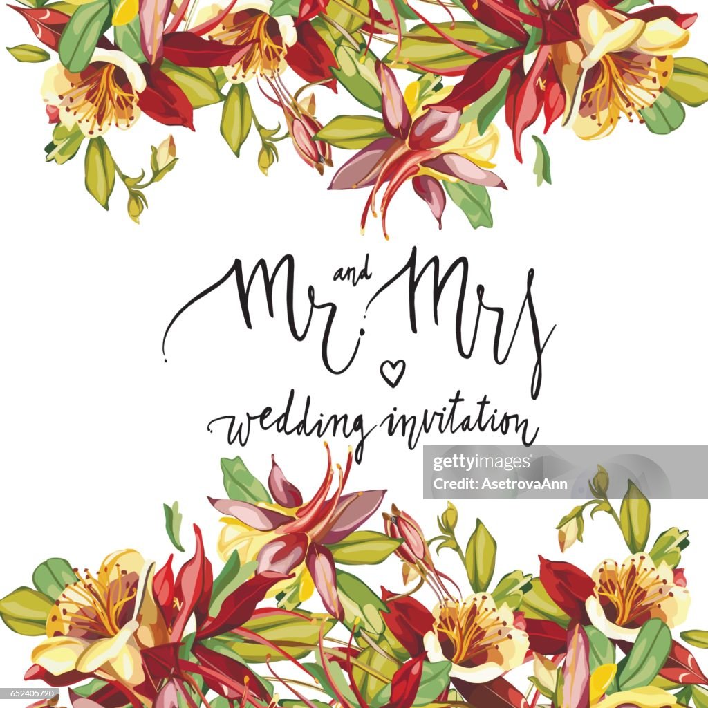 Marco Floral Con Flores Rojas Sobre Fondo Claro Tarjeta De Felicitación O Plantilla Para Diseño De Día De La Boda Letras Sr Y Sra Invitación De La Boda Ilustración de stock - Marco Floral Con Flores Rojas Sobre Fondo Claro Tarjeta De Felicitación O Plantilla Para Diseño De Día De La Boda Letras Sr Y Sra Invitación De La Boda Ilustración de stock -