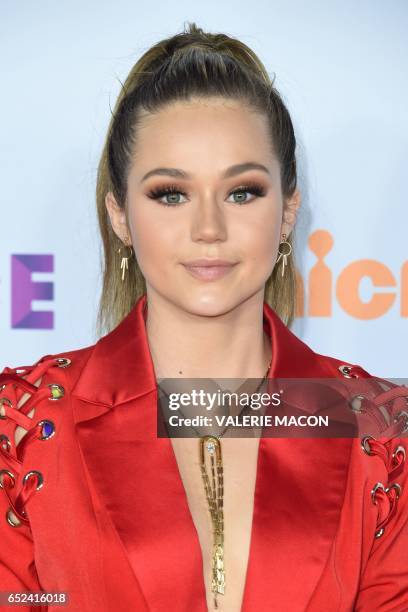 Actress Brec Bassinger arrives for the 30th Annual Nickelodeon Kids' Choice Awards, March 11 at the Galen Center on the University of Southern...