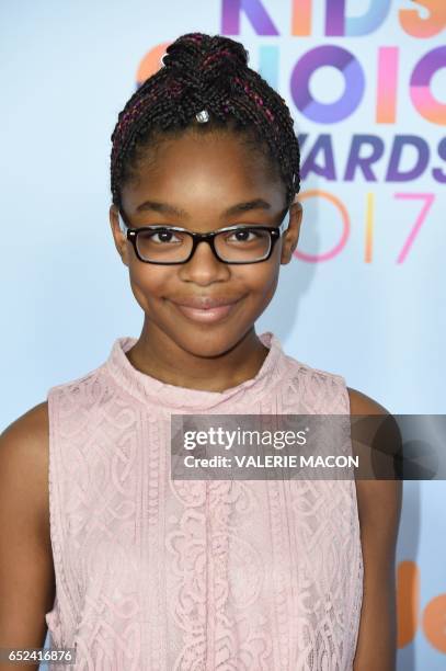 Actress Marsai Martin arrives for the 30th Annual Nickelodeon Kids' Choice Awards, March 11 at the Galen Center on the University of Southern...