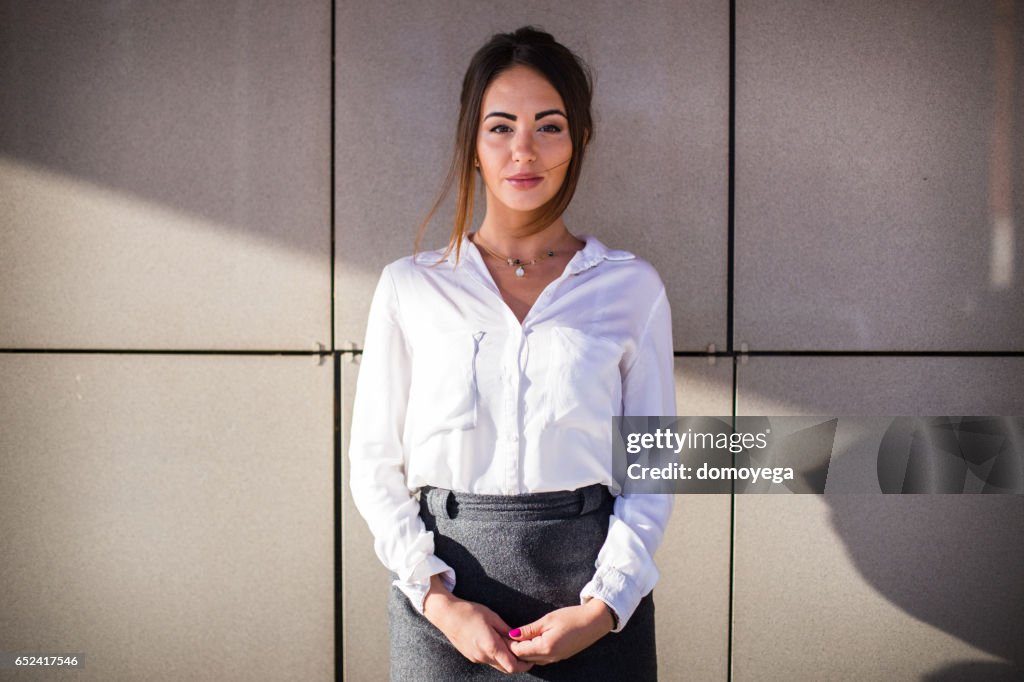 Portrait of beautiful businesswoman on a lovely spring day