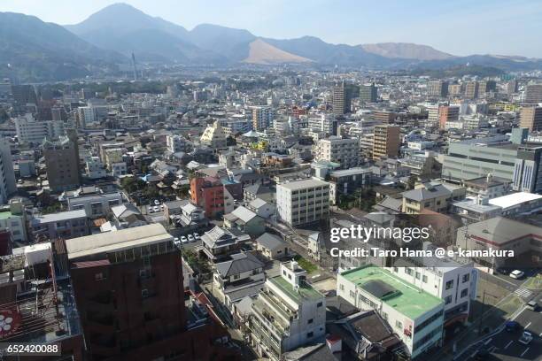 beppu cityscape view from beppu tower - oita prefecture stock pictures, royalty-free photos & images