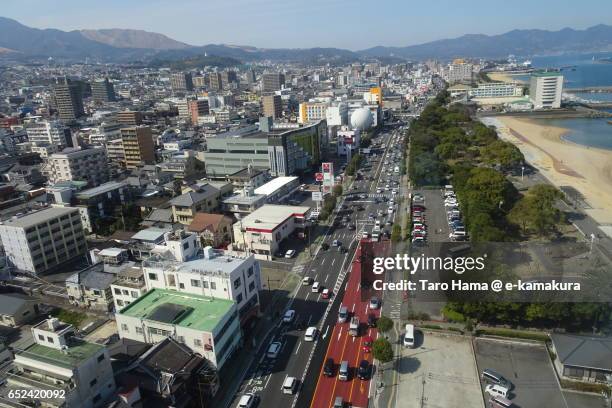 beppu cityscape view from beppu tower - beppu bildbanksfoton och bilder