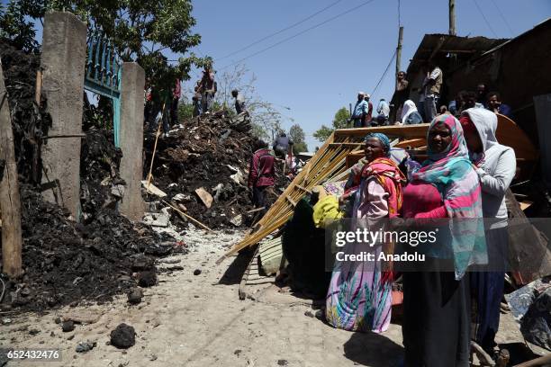 View of damage caused by a landslide, that swept through a massive garbage dump, are seen at Koshe rubbish tip in Kolfe Keranio district of Addis...