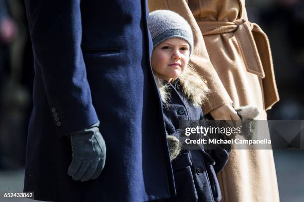 Princess Estelle of Sweden attends a Name Day celebration for Princess Victoria at the Royal Palace on March 12, 2017 in Stockholm, Sweden.