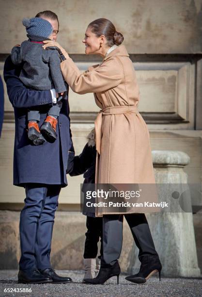Crown Princess Victoria, Prince Daniel, Princess Estelle and Prince Oscar celebrate the Name Day ceremony of the Crown Princess at the inner square...