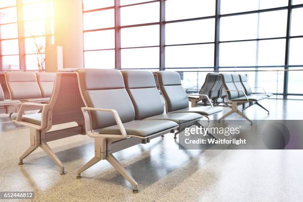 empty airport terminal waiting area - lounge chair bildbanksfoton och bilder