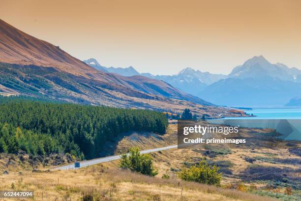 panaramic view of famaus place at south island queenstown - lake wakatipu stock pictures, royalty-free photos & images