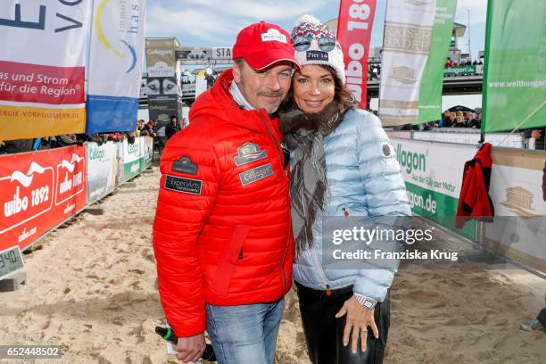 German actor Till Demtroeder with german actress Gerit Kling on March 12, 2017 after her accident on March 11 during the 'Baltic Lights' sled dog...