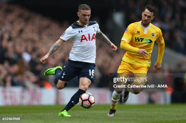 Kieran Trippier of Tottenham Hotspur during The Emirates FA Cup Quarter-Final match between Tottenham Hotspur and Millwall at White Hart Lane on...