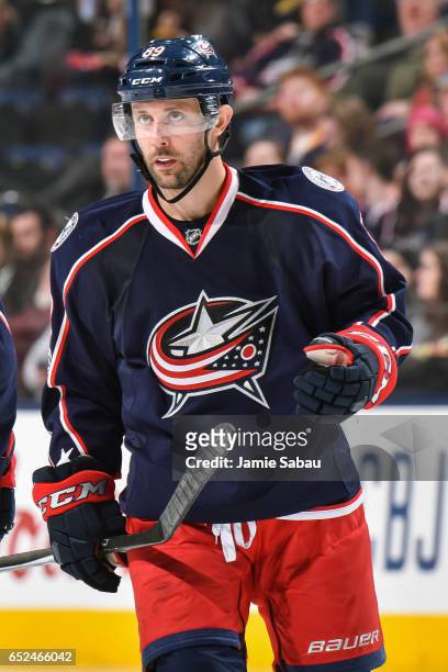 Sam Gagner of the Columbus Blue Jackets skates against the Buffalo Sabres on March 10, 2017 at Nationwide Arena in Columbus, Ohio.