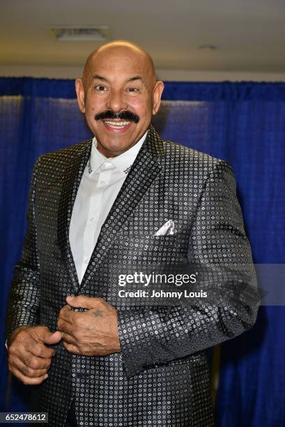 Oscar DLeon backstage during Viva La Salsa concert at James L. Knight Center on March 11, 2017 in Miami, Florida.