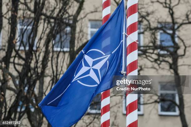 Poland and NATO flag raising ceremony is seen on 12 March 2017 in Gdynia, Poland. Polish Army celebrates 18th anniversary of joining to NATO...