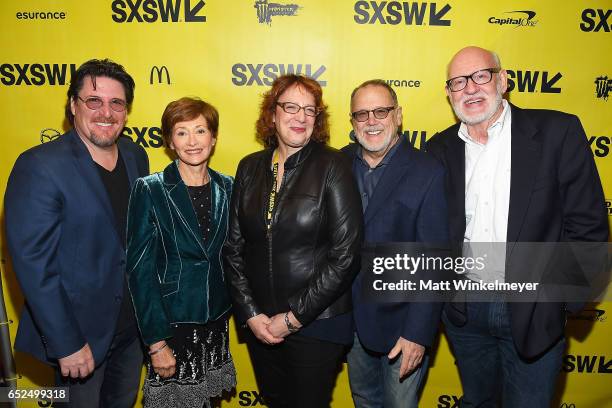 Puppeteers Bill Baretta, Fran Brill, SXSW Film Festival Director Janet Pierson, puppeteer Dave Goelz, and director/producer/puppeteer Frank Oz attend...