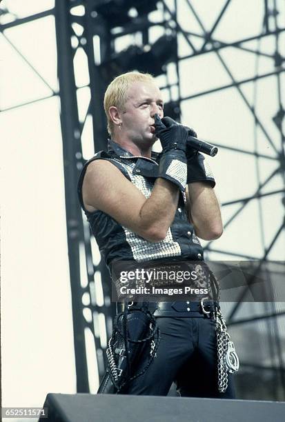 Rob Halford of Judas Priest performing at the US Festival - partially financed by Steve Wozniak circa 1983 in Devore, California.