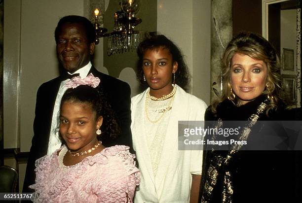Sidney Poitier and family circa 1982 in New York City.