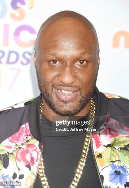 Retired NBA player Lamar Odom arrives at the Nickelodeon's 2017 Kids' Choice Awards at USC Galen Center on March 11, 2017 in Los Angeles, California.