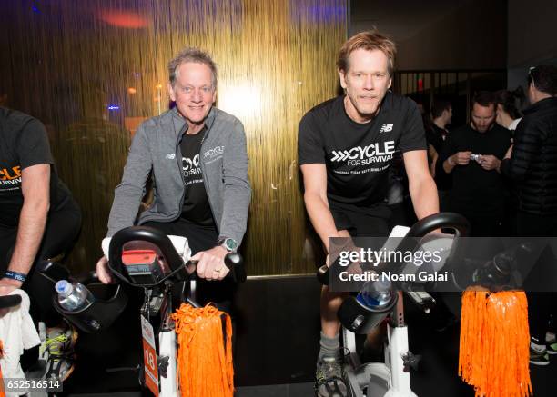 Michael Bacon and Kevin Bacon attend Cycle For Survival at Equinox Bryant Park on March 12, 2017 in New York City.