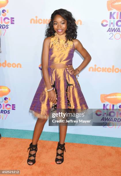 Actress Riele Downs arrives at the Nickelodeon's 2017 Kids' Choice Awards at USC Galen Center on March 11, 2017 in Los Angeles, California.