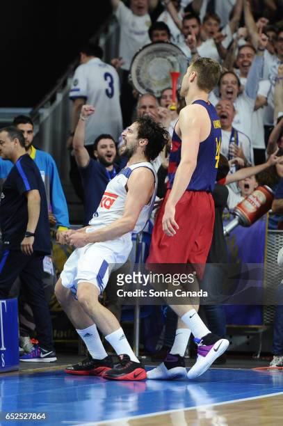 Sergio Llull, #23 guard of Real Madrid during the Liga Endesa game between Real Madrid v FC Barcelona at Barclaycard Center on March 12, 2017 in...
