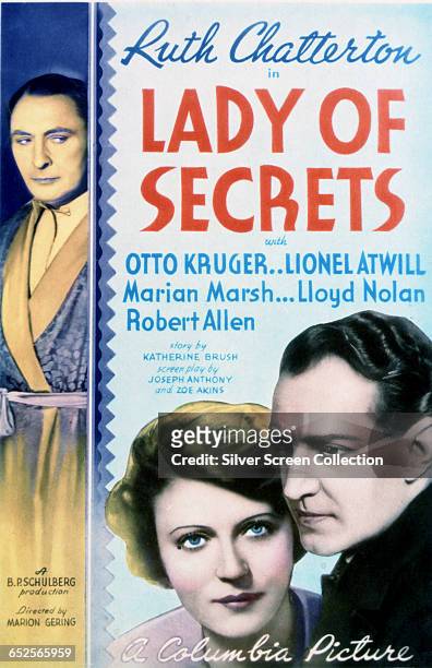 From left to right, Lionel Atwill as Mr. Whittaker, Ruth Chatterton as Celia Whittaker and Otto Kruger as David, on a poster for the Columbia...