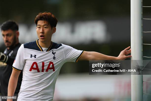 Son Heung-min of Tottenham Hotspur during The Emirates FA Cup Quarter-Final match between Tottenham Hotspur and Millwall at White Hart Lane on March...