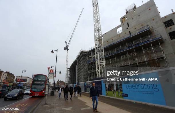 General view of the new stadium ahead of The Emirates FA Cup Quarter-Final match between Tottenham Hotspur and Millwall at White Hart Lane on March...