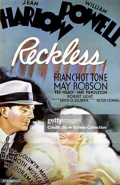 Actors Jean Harlow and William Powell on a poster for the MGM musical film 'Reckless', directed by Victor Fleming, 1935.