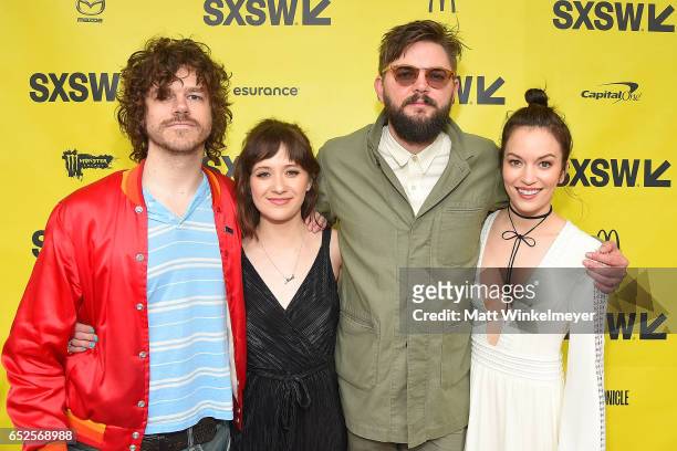 Actors Andre Hyland, director/actress Noel Wells, Nick Thune, and Britt Lower attend the "Mr. Rosselvelt" premiere 2017 SXSW Conference and Festivals...