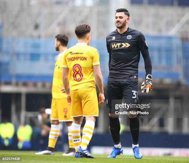 Millwall's Tom King during the The Emirates FA Cup - Sixth Round match between Tottenham Hotspur and Millwall at White Hart Lane, London, England on...