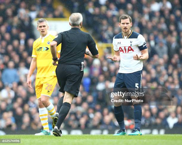 Tottenham Hotspur's Jan Vertonghen during the The Emirates FA Cup - Sixth Round match between Tottenham Hotspur and Millwall at White Hart Lane,...