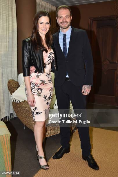 Citta' di Palermo new President Paul Baccaglini and Thais Souza Wiggers pose during the Serie A match between US Citta di Palermo and AS Roma at...