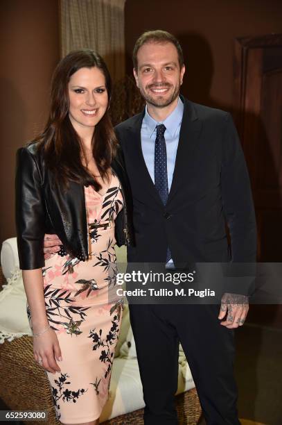 Citta' di Palermo new President Paul Baccaglini and Thais Souza Wiggers pose during the Serie A match between US Citta di Palermo and AS Roma at...