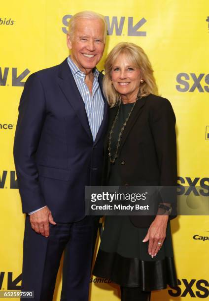 Vice President Joe Biden and Dr. Jill Biden pose for a photo backstage at "The Urgency Of Now: Launching The Biden Cancer Initiative' during 2017...