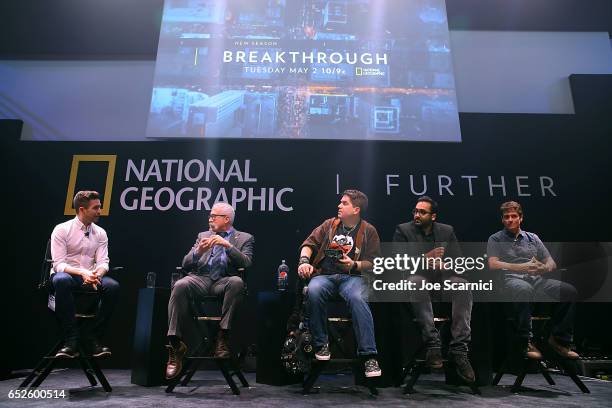 Charles Thorp, Kurt Sayenga, Jayson Street, Nafees Hamid and Steven Hoggard speak onstage during the Breakthrough panel on cyberterror at the "Nat...