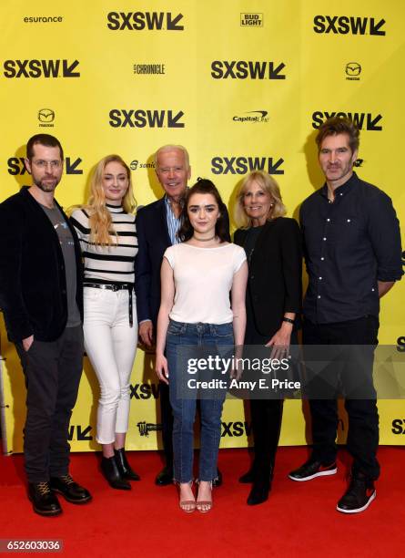 Game of Thrones" writer/director producer D.B. Weiss, actress Sophie Turner, Vice President Joe Biden, actress Maisie Williams, Dr. Jill Biden and...