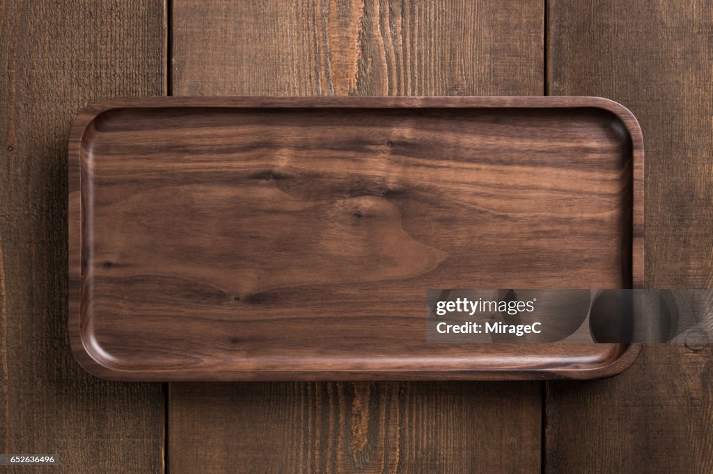 Empty Wooden Plate Tray