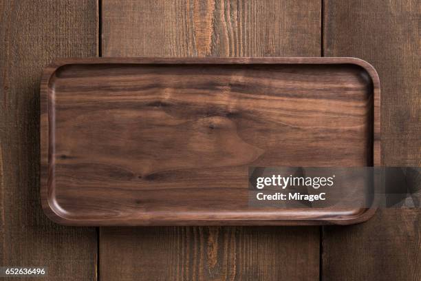 empty wooden plate tray - serving dish stock pictures, royalty-free photos & images