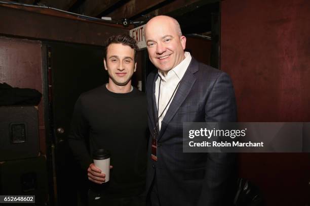 Composer Justin Hurwitz and Lionsgate Executive Thomas Hughes attend An Evening of "La La Land" Music at Lionsgate Lounge at Cedar Street Courtyard...