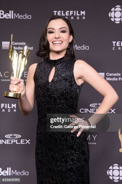 Natasha Negovanlis poses in the press room at the 2017 Canadian Screen Awards at Sony Centre For Performing Arts on March 12, 2017 in Toronto, Canada.