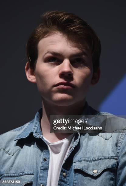 Actor Josh Wiggins takes part in a Q&A following the "Walking Out" premiere during 2017 SXSW Conference and Festivals at the ZACH Theatre on March...